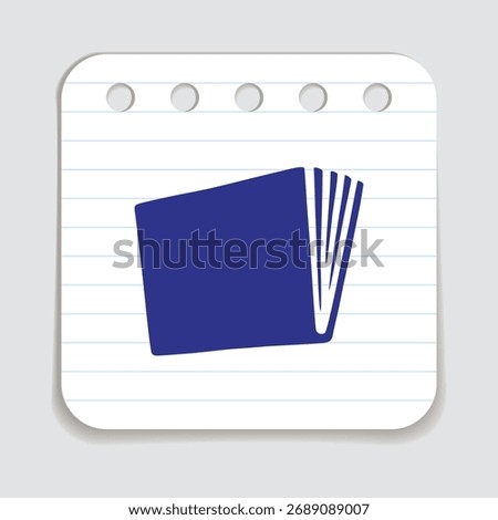 Doodle notebook icon hand drawn with blue pen on a notepaper