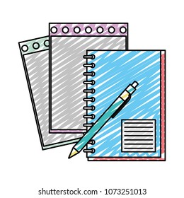 doodle notebook and note paper with pen tools