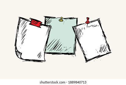Cuaderno de doodle para mensajes ,ilustración vectorial