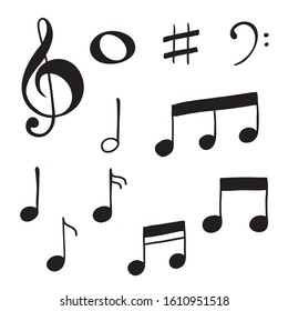 Doodle notes set. Hand drawn music icon collection