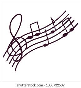 
Doodle notes and treble clef on white background.
Vector isolated design.