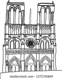 Doodle of "NOTRE DAME" CATHEDRAL of Paris France - Perfect for whiteboard animation software Videoscribe and Explaindio