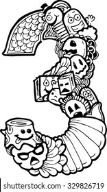 doodle number 3 illustration