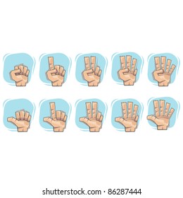 Doodle Number Hand Sign Icons collection sets
