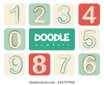 doodle number over white background vector illustration
