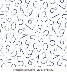 Doodle number pattern on a transparent background, hand drawn vector elements, design for children on the theme of mathematics, education