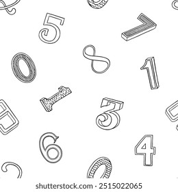 Doodle numbers seamless pattern. Vector illustration pattern