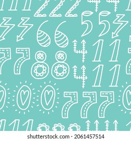 Doodle numbers. Vector seamless pattern with line numbers. Seamless pattern can be used for wallpaper, pattern fills, web page background, surface textures..