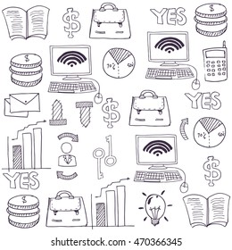 Doodle of object business theme with hand draw