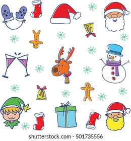 Doodle of object christmas set