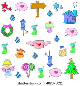 Doodle of object christmas set vector art illustration