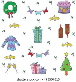 Doodle of object christmas set vector illustration
