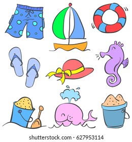 Doodle of object holiday summer theme