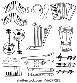 Doodle of object music hand draw vector illustration