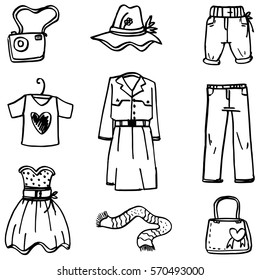 Doodle of object women hand draw