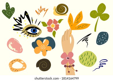 doodle objects. set of hand drawn various shapes. Abstract art contemporary modern trendy vector illustration. All elements are isolated