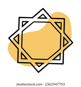 Doodle octagonal star. Hanukkah. Jewish symbol