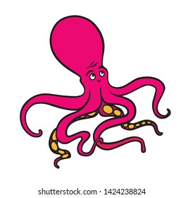  doodle of octopus sketch, cartoon drawing of sea inhabitant on white background