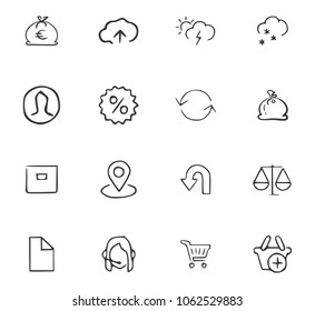 Doodle Office icons set for website design
