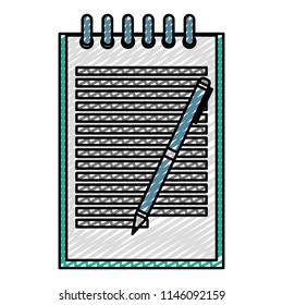 doodle office notebook information and metal pen