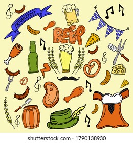 Doodle Oktoberfest concept with hand drawn vector