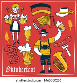 Doodle Oktoberfest hand drawn illustration - Vector