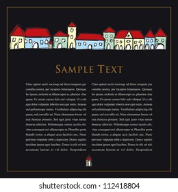 Doodle old buildings with text for your design, old town, advertisement