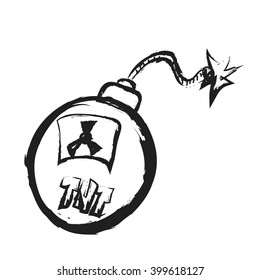 Doodle Old Grenade Burning Fuse Dirty Stock Vector (Royalty Free ...