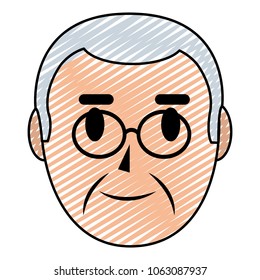 doodle old man head glasses and hairstyle