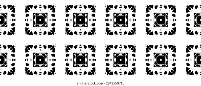 Doodle Old Pattern. Craft Ink Background. Geometric Drawn Texture. Ink Flower Drawing. Vector Black Drawing. Floral Ikat Sketch. Line Classic Batik. Black Geometric Drawn. Elegant Background Print
