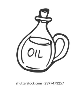 Doodle olive oil bottle vector sketch