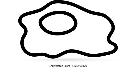 Doodle omelette icon isolated on white. Kids hand drawing art line. Outline egg. Stetch food vector stock illustration