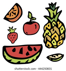 doodle on a fruit theme. Hand drawing. vector.