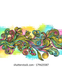 Doodle on Geometric triangle abstract background. vector illustration