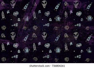 doodle on a space theme. Hand drawing. vector background. It can be used for packaging, invitations, postcard holiday, fabrics and textiles, etc.