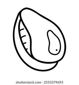 Faça um doodle de uma concha em branco e preto. Clip-art para seus projetos. 