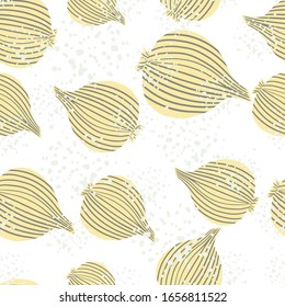 Motivo transparente de cebolla. Textura orgánica. Papel tapiz de verduras de la bombilla de cebolla. Diseño de tejidos, tejidos textiles, papel de envolver, productos textiles de cocina. Ilustración del vector