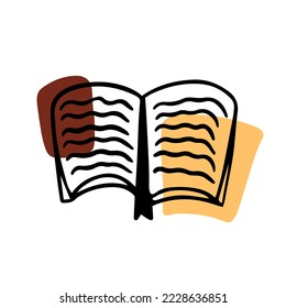 Doodle open book with bookmark