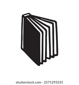 Doodle open book icon hand drawn in flat style. Knowledge and education symbol