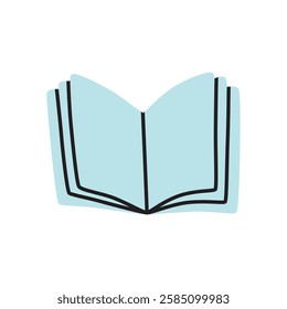 Doodle open book icon hand drawn in a modern minimalistic style