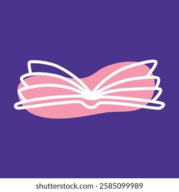 Doodle open book icon hand drawn with thin line and colorful blob