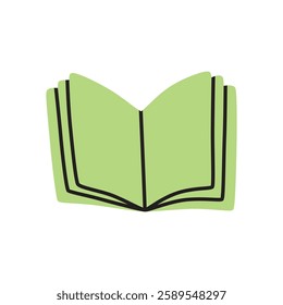 Doodle open book icon hand drawn in a modern minimalistic style