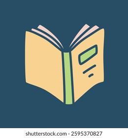 Doodle open book icon hand drawn in a modern minimalistic style