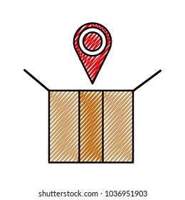doodle open delivery package with location symbol
