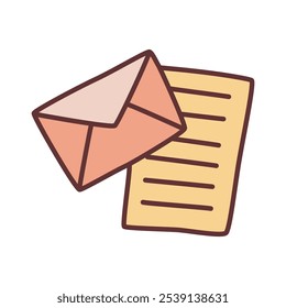 Doodle Open envelope with letter icon or logo, hand drawn with thin black line