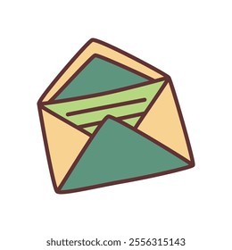 Doodle Open envelope with letter icon or logo, hand drawn with thin black line