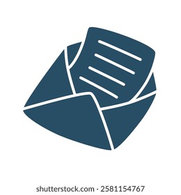 Doodle Open envelope with letter icon hand drawn in a modern minimalistic style isolated on white background. Vector illustration