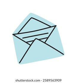 Doodle Open envelope with letter icon hand drawn in a modern minimalistic style