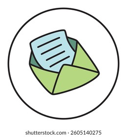 Doodle Open envelope with letter icon hand drawn with thin line
