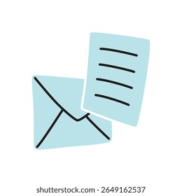 Doodle Open envelope with letter icon hand drawn in a modern minimalistic style isolated on white background. Vector illustration